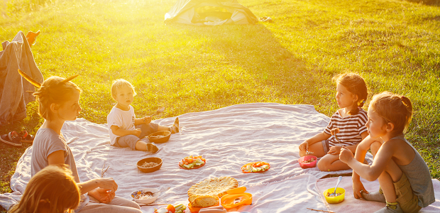 Picnic infantil sobre la hierba