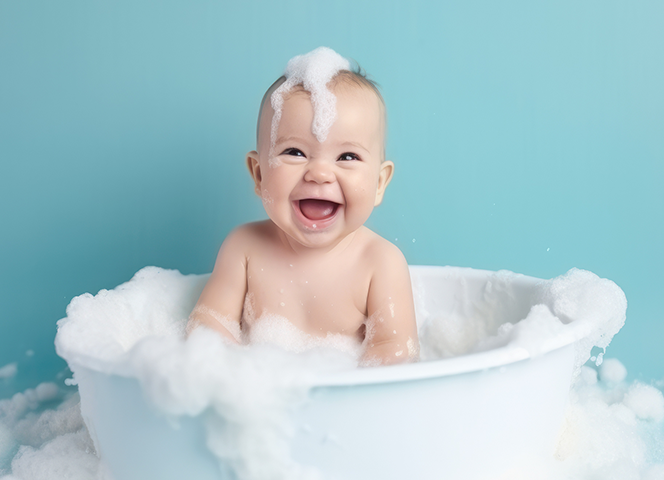 bebé en la bañera
